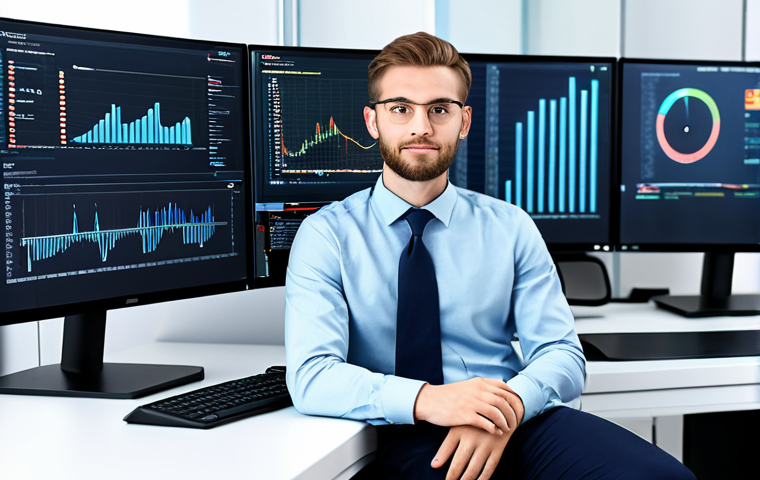 빅데이터 분석가의 자기계발과 시간 관리법 - **

A professional data analyst, fully clothed in a modest business casual outfit, sitting at a clea...