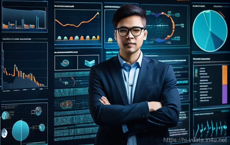 빅데이터 분석 도구별 장단점 - **Prompt:** A dynamic and modern office scene with a diverse group of professionals (men and women o...