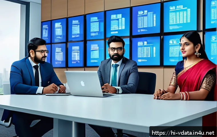 빅데이터 분석 중점 과목 공부법 - A sophisticated, modern office environment featuring a diverse team of Indian professionals analyzin...