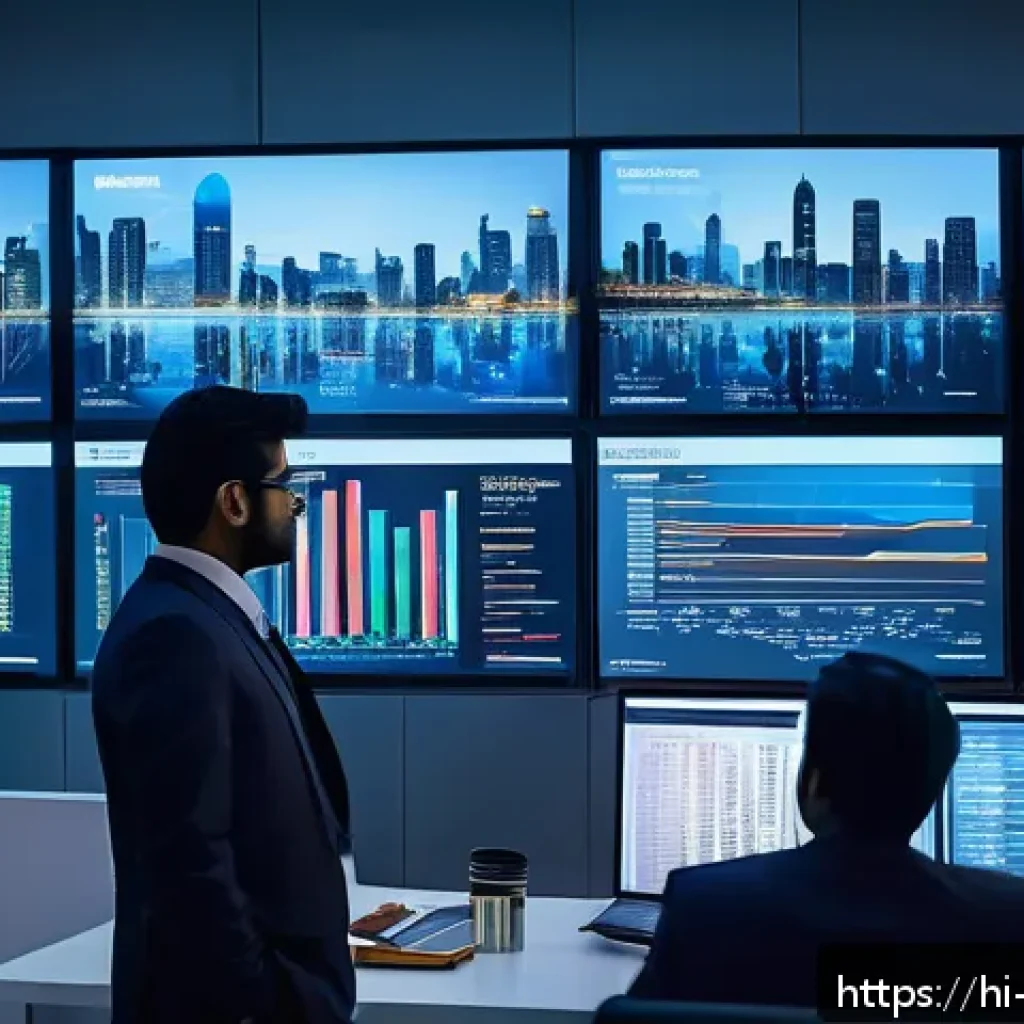 빅데이터 분석가가 알아야 할 산업 트렌드 - A high-tech business office scene showing a diverse team of Indian professionals collaborating aroun...