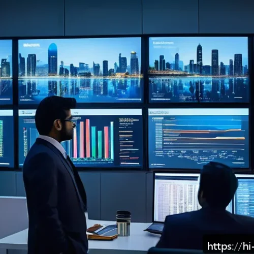 Home 32 빅데이터 분석가가 알아야 할 산업 트렌드 - A high-tech business office scene showing a diverse team of Indian professionals collaborating aroun...